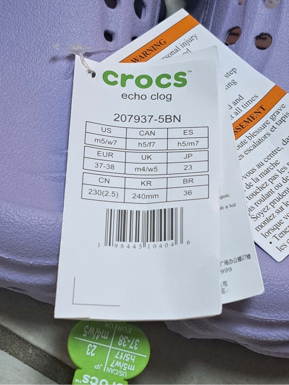 Crocs Echo Clog "Mystic Purple" Unisex Croc - Women's size 7 / Men's 5 - Picture 6 of 8
